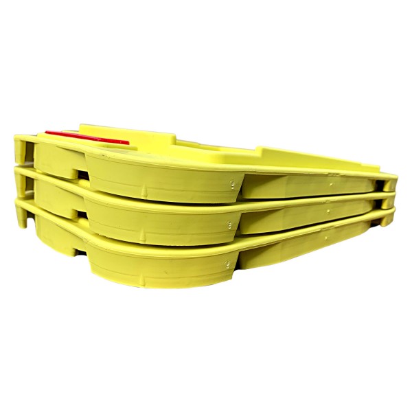  Stapelbare Unterlage bis 200kN mit <5° Neigung für 150 mm Spindelfüße / Gewindefussplatten, mit Reflektor, 245x185x18mm, 260g, Belastbarkeit gemäß Prüfbericht bis zu 200kN** Unterlegplatte aus Kunststoff mit Reflektor für Gewindefussplatten, Gerüstfüße,